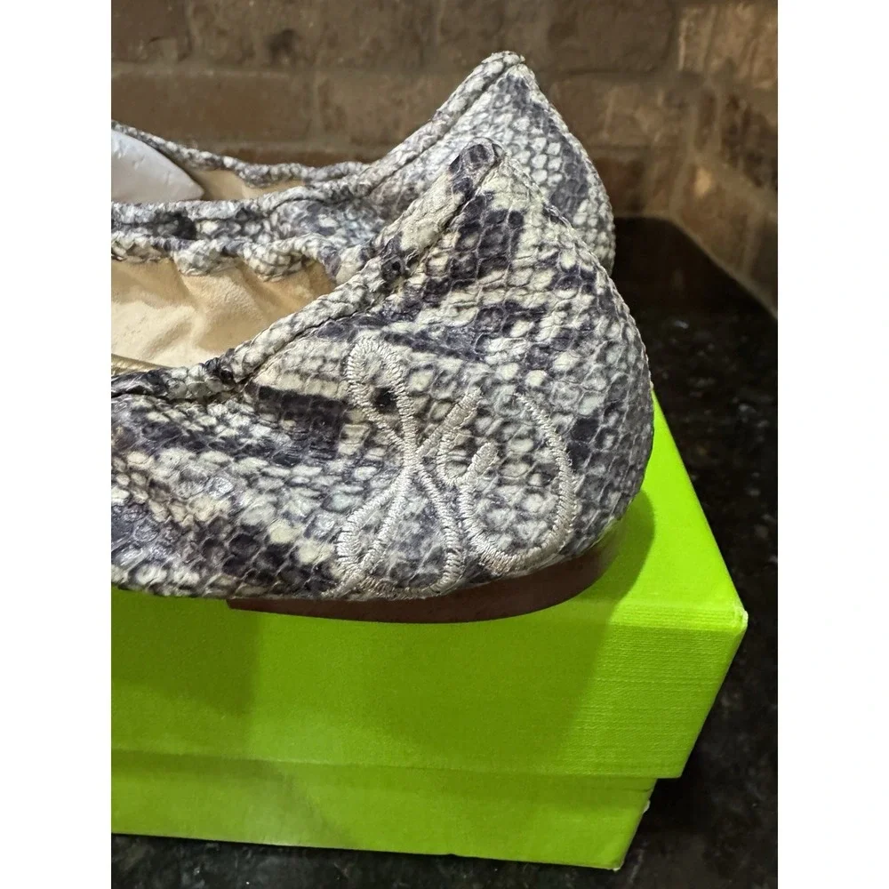Sam Edelman Felicia Roccia Leather Snakeskin Ballet Flats Women's Size 6.5 Bow